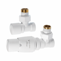Дизайн крани радіаторні Vario Term Royal з термоголовкою 1/2” x 1/2” білий