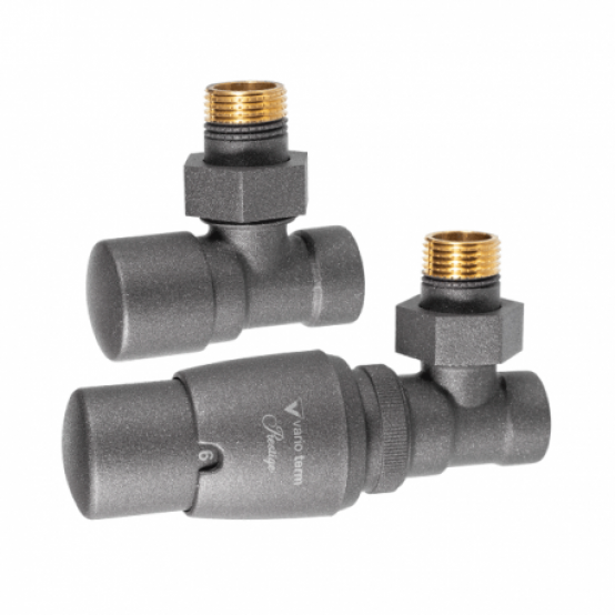 Дизайн краны радиаторные Vario Term Royal с термоголовкой 1/2” x 1/2” графит