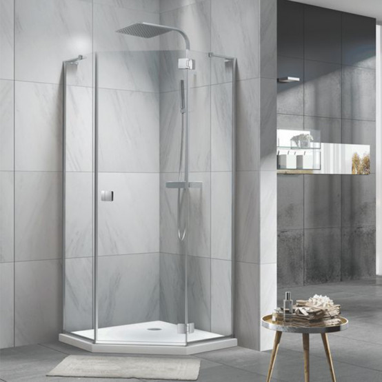 Душова кабіна Koller Pool NEON N90PC Chrome 900x900x1950 пентагональна прозора без піддона