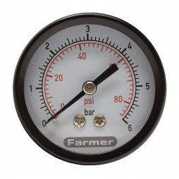 Манометр для тиску води Farmer на 6 бар з заднім підключенням 1/4" корпус Ø50 мм