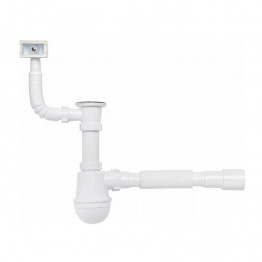 Сифон для кухонної мийки KronoPlast SM26010343 1 1/2'' х 40 мм з квадратним переливом