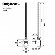 ТЕН OnlyHeat Agate Black Pro 0,6 кВт (прихований монтаж)