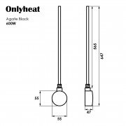 ТЭН для полотенцесушителя OnlyHeat Agate Black 0,6 кВт