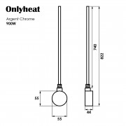 ТЭН для полотенцесушителя OnlyHeat Argent Chrome 0,9 кВт