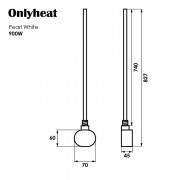 ТЕН для рушникосушки OnlyHeat Pearl White 0,9 кВт