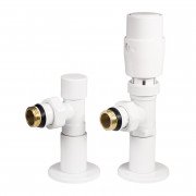 Дизайн крани радіаторні Ideale з термоголовкою 1/2” x 1/2” ВЗ білі кутові