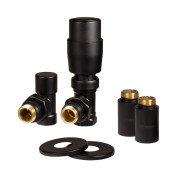 Дизайн крани радіаторні Ideale з термоголовкою 1/2” x 1/2” ВЗ чорні кутові