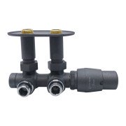 Комплект кранов дизайн Vario Term Twins с термоголовкой 1/2” x 1/2” графит