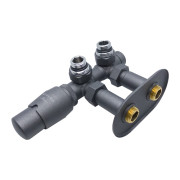 Комплект кранов дизайн Vario Term Twins с термоголовкой 1/2” x 1/2” графит
